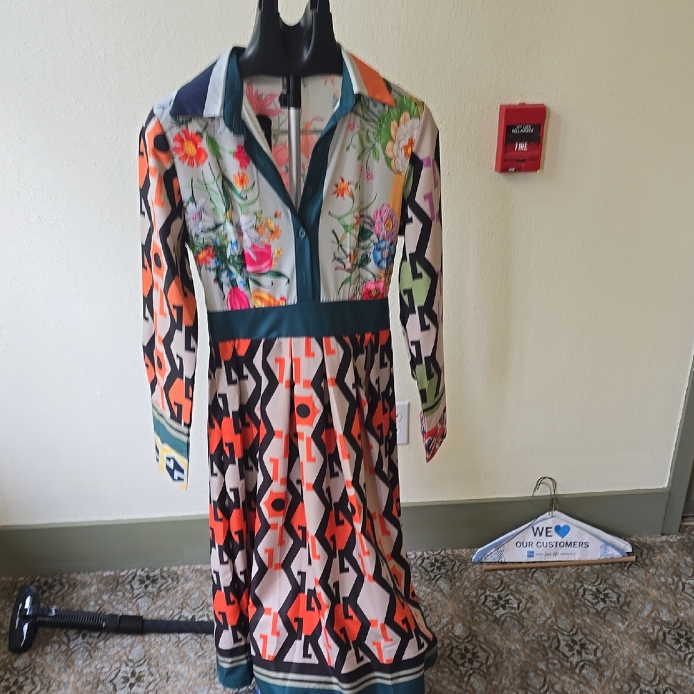 Floral and Geometric Dress
